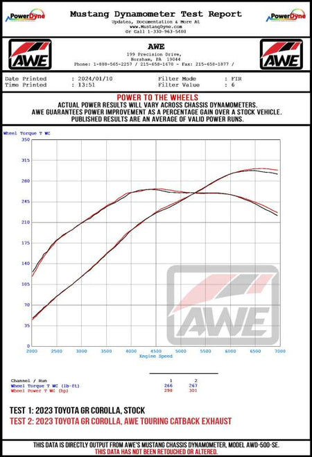 AWE 23-24 Toyota GR Corolla Touring Edition Catback Exhaust - Chrome Silver Tips