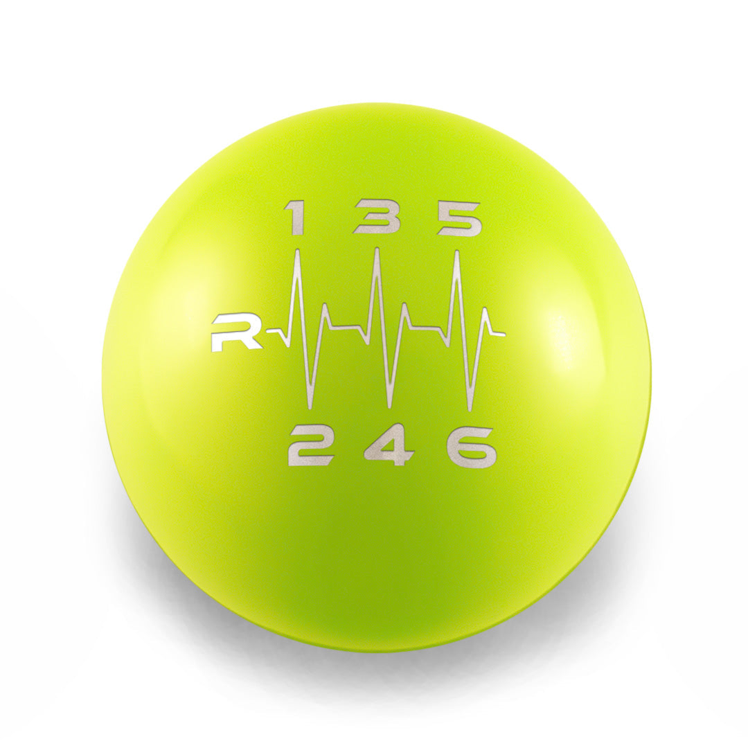 Billetworkz Weighted Shift Knob 6-Speed Heartbeat Engraving for Toyota GR Corolla / Corolla Hatch - Neon Yellow