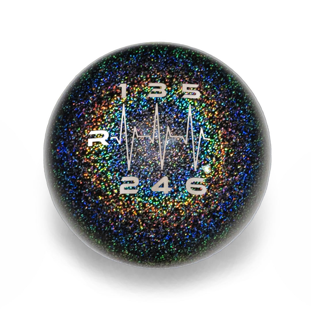 Billetworkz Weighted Shift Knob 6-Speed Heartbeat Engraving for Toyota GR Corolla / Corolla Hatch - Rainbow Sparkle