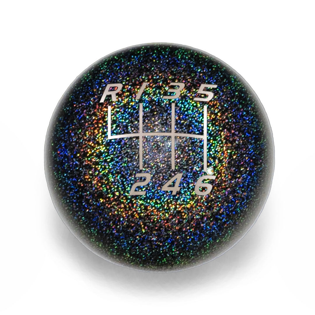 Billetworkz Weighted Shift Knob 6-Speed Velocity Engraving for 2023+ Toyota GR Corolla - Rainbow Sparkle / Chonk