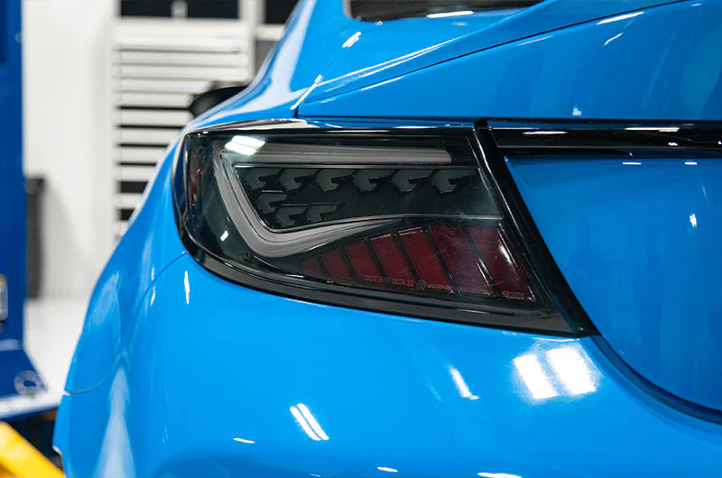 OLM Scythe Style LED Taillights (Smoke Lens Black Base White Bar) - 2022-2026 BRZ GR86