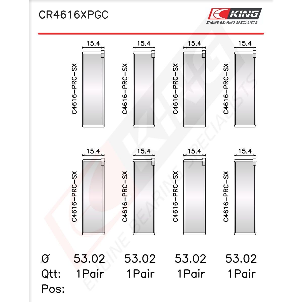 King XP-Series pMaxKote Coated Rod Bearing Set – 2013-2020 Toyota 86 / Scion FR-S / Subaru BRZ (ZN6 / ZC6) & 2022+ Toyota GR86 / Subaru BRZ (ZN8 / ZD8)